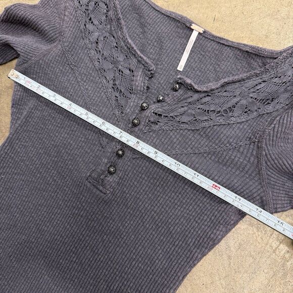 Free People Come On Over Henley Top in Washed Black - Picture 4 of 6